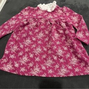 Janie and Jack Berry Floral Long-Sleeve Dress with Ruffled Collar